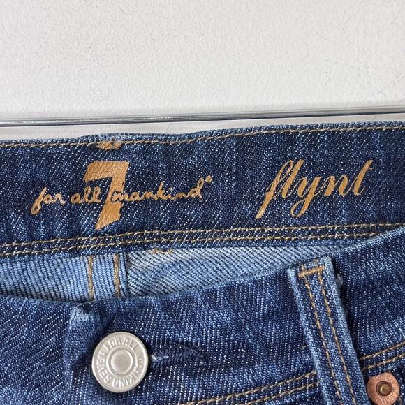 7 for All Mankind Womens Flynt Jeans 29 Bootcut Low Rise Dark Wash Stretch Denim - Picture 5 of 7
